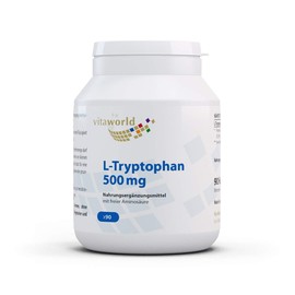 Vita World L-Tryptophan 500 mg 90 Capsules Vegan Pharmacist Production with Certificate of Analysis