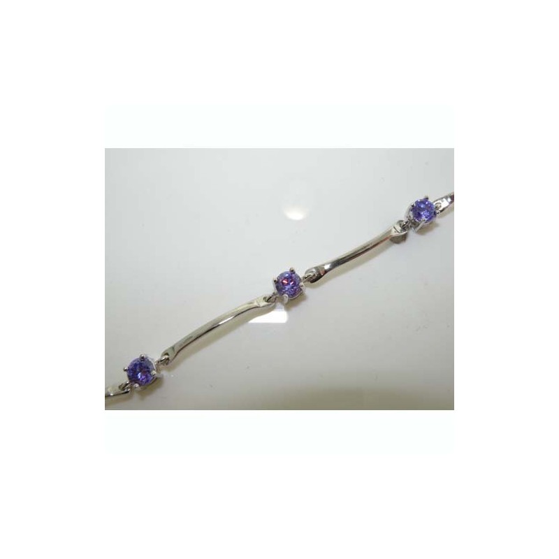 LBG Ladies Solid Sterling Silver Gemset 7" Bracelet Bangle