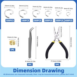 Glarks 1403Pcs 10mm 5mm 4mm 7mm 8mm Open Jump Rings Kit, Iron Round Ring Connectors Nickel Free Sliver O Rings for Jewelry Making Connectors and Necklace Repair