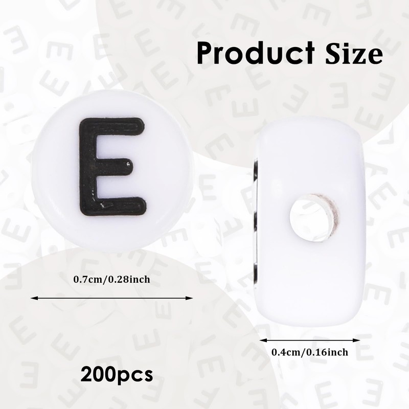 200PCS Letter Beads 4x7mm Acrylic Alphabet Beads for Bracelets, White