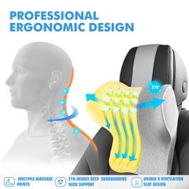 TKLoop Car Neck Pillow for Driving Seat Car headrest Pillow with Flexible Strap, 100% Memory Foam Neck Support Pillow for Car, Office Chair Dark Blue Pack of 2