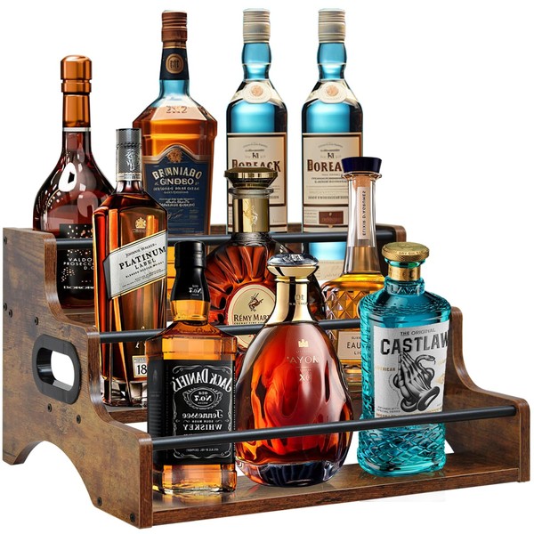 AT-VALY 3-Tier Spice Rack, Iron & MDF Kitchen Storage Shelf,