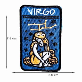 Virgo Zodiac Embroidery Iron On Patch -Mystical and Artistic Craft Embroidered Sew Iron On Patch for Bag Hats Backpack Clothes