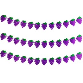 3Pcs Purple Grape Banner Fruit Grape Themed Party Garland Summer Purple Grapes Decor for Birthday Wedding Baby Shower Bridal Shower Engagement Lilac Violet Party Classroom Nursery Decorations