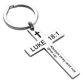 Bible Verse Keychain Gifts for Women Men Catholic Jesus Keychain for Friend Coworker Motivational Gifts for Sister Brother Christmas Birthday Gifts for Adults Pastor Always Pray And Not Give Up