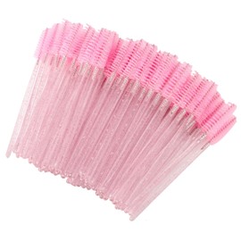 100 Pieces Disposable Eyelash Brushes with Crystal Handle Makeup Tool Eyelash Brush Applicator Brush for Makeup Eyelash Eyebrow (Pink)
