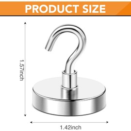 DIYMAG Magnetic Hooks,110 lb Heavy Duty Strong Magnet with Hook for Fridge, Strong Rare Earth Neodymium Magnet Hooks for Hanging, Magnetic Hanger 16 Packs