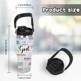 Christian Tumbler for Women - 30oz Bible Verse Travel Mug with Handle, Uplifting Religious Gifts for Church, Office, Commute, Leakproof Flip Straw Cup - Perfect for Christmas, Birthday & Mother's Day