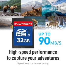 32GB SD Card, C10 SDHC UHS-I Memory Cards U1 Class 10 High-Speed Full 4K HD Video Compatible with Digital Point-and-Shoot Cameras, HD Camcorders, DSLR and PC