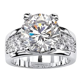 ASFKIPMF 925 Sterling Silver Shiny Gem Ring Cubic Zirconia Rings 18K White Gold Plated Cubic Zirconia Promise Eternity Ring for Women Fashion Cute White Gold Plated Ring Size L1/2