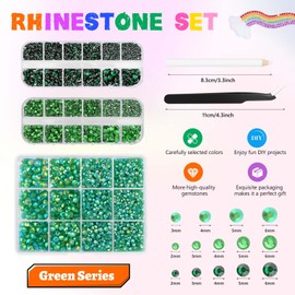 Morcheiong 17000Pcs Resin Rhinestones Green Flatback Crystals Diamond Includes Tweezers and Pickup Pen Suitable for Crafting DIY Nail Art Makeup Wedding Dress Clothing Mug