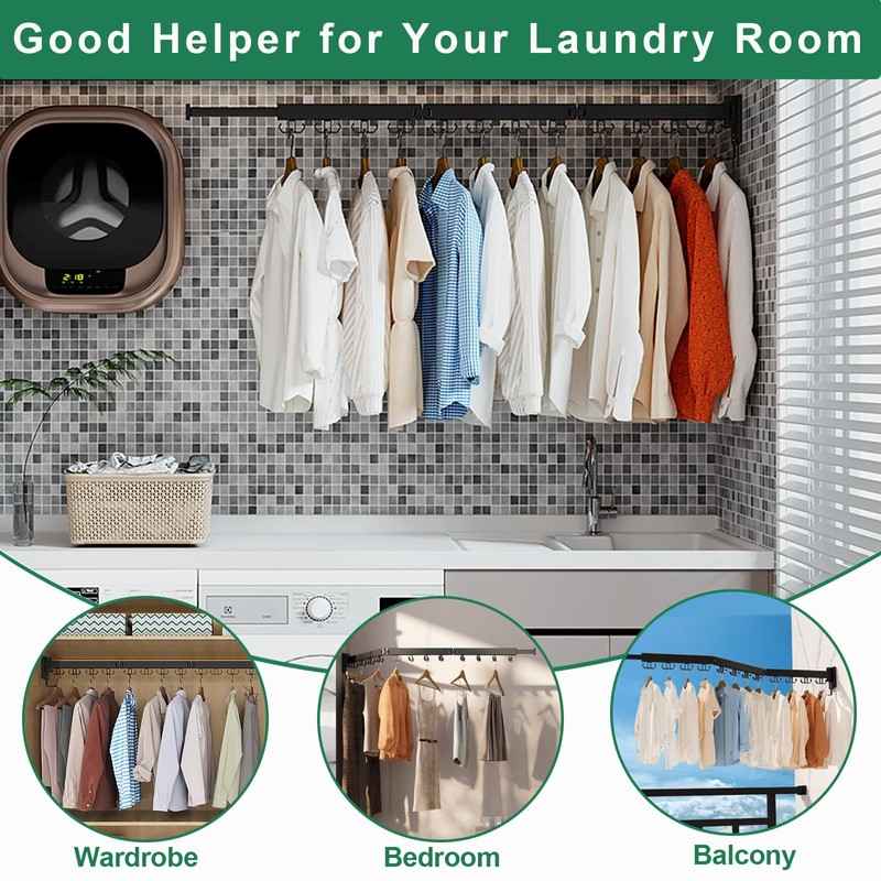 Kelisiting Wall Mount Clothes Drying Rack, Wall Mounted Drying Rack,