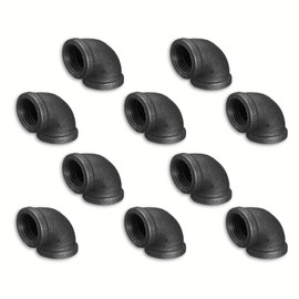 Ironwerks Designs 1/2" Elbow, 90 Degree Black Pipe Fittings - Decorative Pipe Décor, Metal Pipe Furniture [10-Pack]