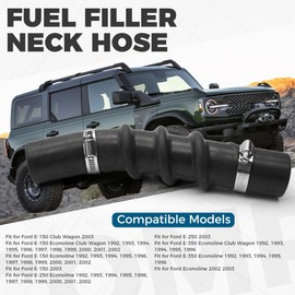 573-017 Fuel Filler Neck Hose Fits for Ford E-150 Econoline Van 1992-2003, Gas Tank Fuel Filler Hose with Clamps Replace FNH036, F2UZ9047A, F7UZ9047BD, F7UZ9047BE, 1 1/2 Inch