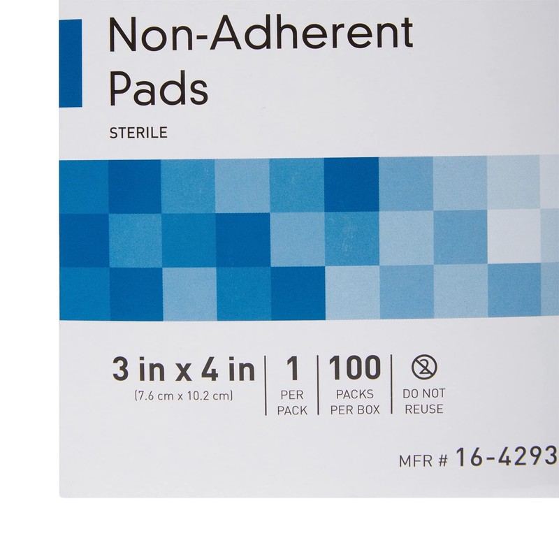 McKesson Non-Adherent Dressing Pads, Sterile, Nylon/Polyester, 3 in x 4