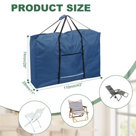 PATIKIL Folding Chair Carry Bag, 600D Oxford Heavy Duty Waterproof Camping Chair Storage Bag for Zero Gravity Chair Table Wheelchair, 43"L x 29"W x 11"T, Dark Blue