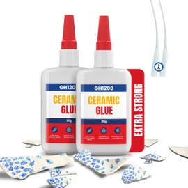GH1200 GH1200 GH 1200 2 Pack Ceramic Glue Repair,Waterproof, Clear Smooth Fast Drying Strongest Ceramic Glue for Pottery, Porcelain Glue for Dishes, Pottery Mugs & More, Temperature Resistant