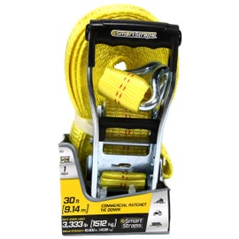 SmartStraps 30-Foot Ratchet Straps 10,000 lbs Break Strength - 3,333 lbs Safe Work Load – Haul Your Heaviest Loads Safely – Transport Large Equipment, Tractors and Vehicles