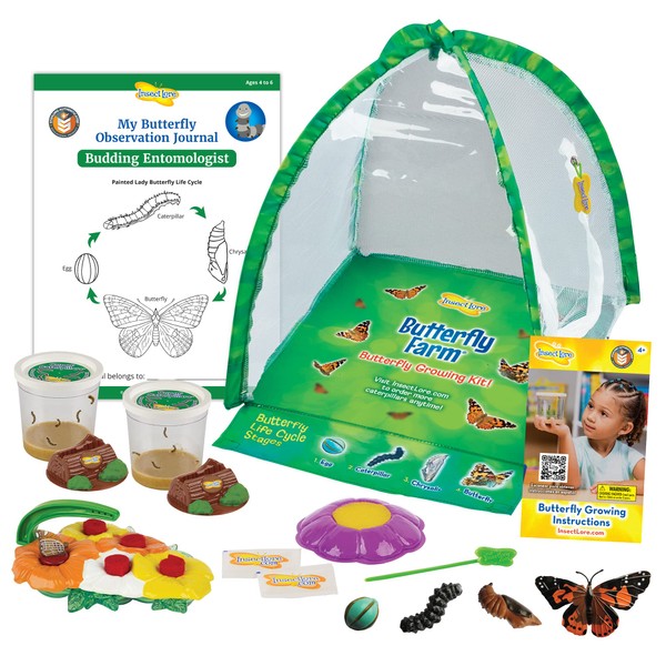 Butterfly Garden: Farm Habitat and Two Live Cups of Caterpillars - with Deluxe Butterfly Feeder and Butterfly Life Cycle Stages