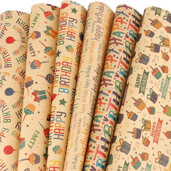 Happy Birthday Paper 12Sheets Birthday Wrapping Papers 19.7 X 27.5in