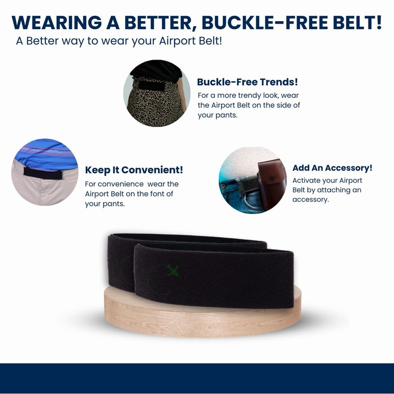Davison Easy Pass Elastic Travel Belt. Simplify TSA Airport Security,