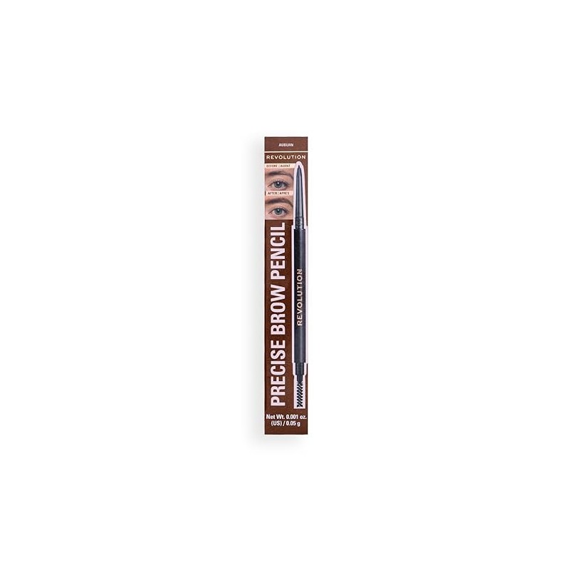 Revolution Precise Brow Pencil, Auburn, 0.05g | Dual-Sided, Ultra-Fine Pencil