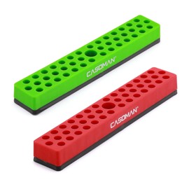 CASOMAN 2PCS 1/4" Hex Bit Organizer with Magnetic Base - Red & Green, 86 Hole Bit Organizer with Strong Magnetic Base, Magnetic Bit Organizer for Your Specialty