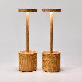 EPQDJZK Cordless Table Lamp – Rechargeable, Touch Control, Dimmable LED 3 Level Brightness, Waterproof IP54, Portable for Indoor & Outdoor Use (2Pack Bamboo Wood)