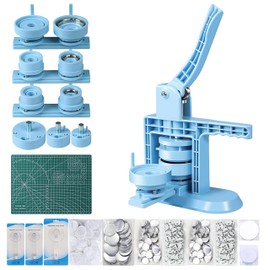 DCBADGE Button Maker Machine Multiple-Sizes, DIY Pin Button Maker Machine Kit with Interchangeable Button-Models&Free Button Parts&Circle Cutter&Wrench Gadget (Light Blue, 25+32+58mm)