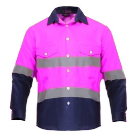 Just In Trend High Visibility Hi Vis Reflective Safety Work Shirts (3X-Large, Pink/Navy Blue)