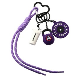 SORGERLY Gym Dumbbell Barbell Kettlebell Keychain - Cute Bag Purse Charms Accessories - Fitness Gift for Women Men (purple)
