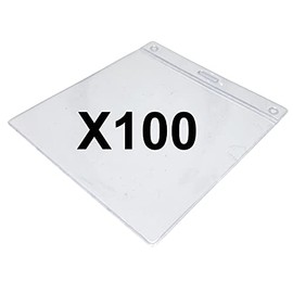 Clear ID Badge Card Holders Plastic Pocket ID Badge Pass Holder Pocket XL Size Insert Size 105 x 110mm (Pack 100) PCL Media ltd