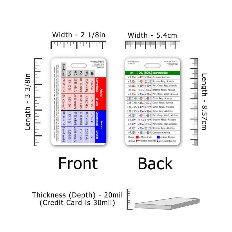 Arterial Blood Gas ABG Vertical Badge Card (1 Card)