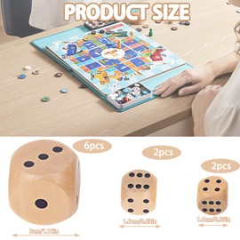 Yuqilin Wooden Dice, 10 Pieces Dice Game 30 mm/16 mm/14 mm Dice Wood 6-Sided Natural Wood Dice, for Board Game, Card Game, Party Games, Children's Games, Table Card Games Accessories