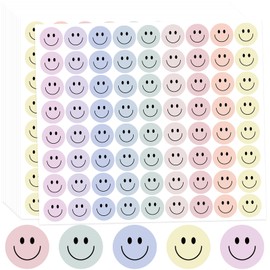 1800Pcs Happy Smile Face Stickers, 1 Inch Happy Face Decal Stickers Colorful Mini Incentive Reward Sticker Round Behavior Chart Sticker for Shcool Classroom Students Teachers Supplies