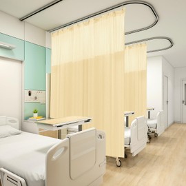 TCUSSIF Flame Retardant Hospital Curtain Room Divider with Grommet, Cubicle Curtain Divider Privacy Medical Curtain for Hospital, Clinic, Lab,School(1 Panel, 15x8FT,Beige)