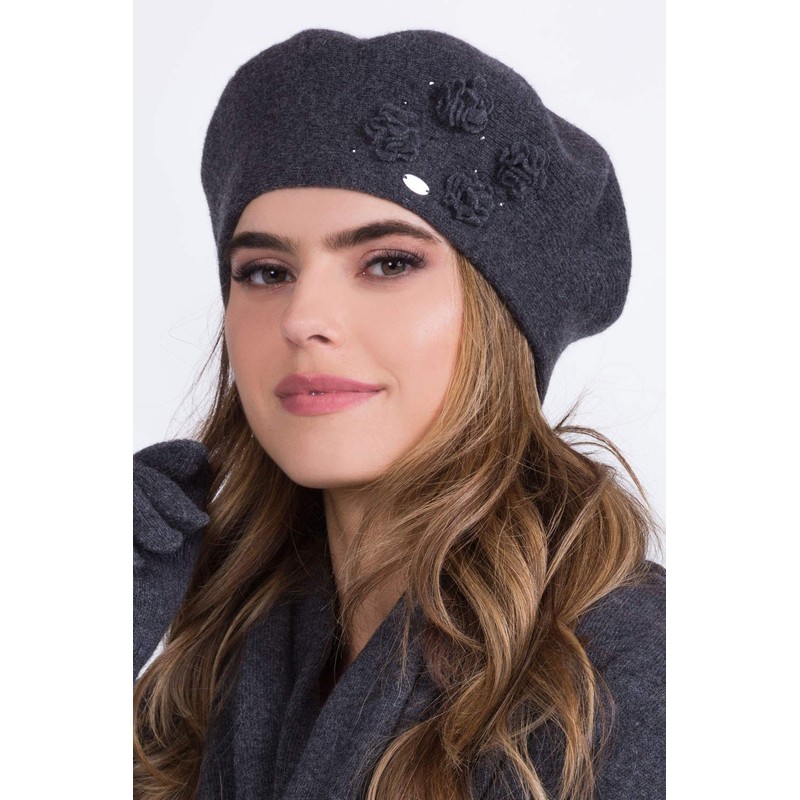 Kamea Women's Classic Winter Woolen Beret Ariel, Dark Grey,One Size