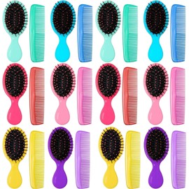 Haarbürste Kinder, 24 Stück Mini Styling Haarbürste Trocken und Nasshaarbürste Taschenbürste, 12 Reise Mini Bürsten & 12 Feinzahn – für Damen, Jungen & Mädchen (Modische Farben)