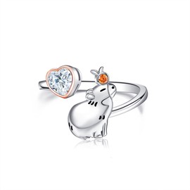 Capybara Ringe Sterling Silber Herz Capibara Ring Capybara-Schmuck Geschenk für Frauen