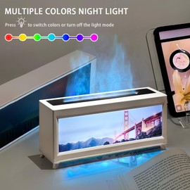 Fireplace Diffuser, 220ml Fireplace Humidifier, Essential Oil Diffuser Colorful Light Modes Wall Mini Fireplace Aromatherapy Humidifier Diffuser for Home Office Remote Control Waterless Auto-Off