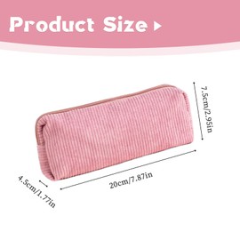 Zueyen Aesthetic Pencil Case, Corduroy Fabric, Small Make Up Bag, Pencil Case, School Pencil Case for Girls, Boys, Teenagers, School, Office (Apricot), Bean paste powder., pencil case