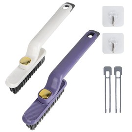 2 Pieces 360° Rotating Grout Cleaning Brush, Hard Bristle Multifunctional Brush, for Kitchen, Bathroom, Tile Sewing, with Hair Clip and Shovel