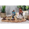 Indigenous Native American Indian Family With Horse And Wolves Migration