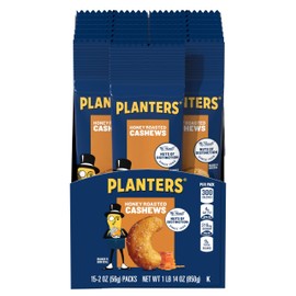 Planters Cashews Super Tube Nuts, Honey Roasted, 15-Count, 2-Ounce