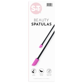 S&T INC. Makeup Spatula, Large and Mini Silicone Spatula Set for Cosmetics, Shampoo, Hair Care, and Skin Care Products, 2 Piece Set, Black/Pink