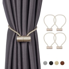 4Pcs Strong Magnetic Curtain Tiebacks Outdoor Elegant Decorative Tie Backs Modern Rope Tiebacks for Drapes Strong Magnet Curtain Holdbacks (Cream Yellow)