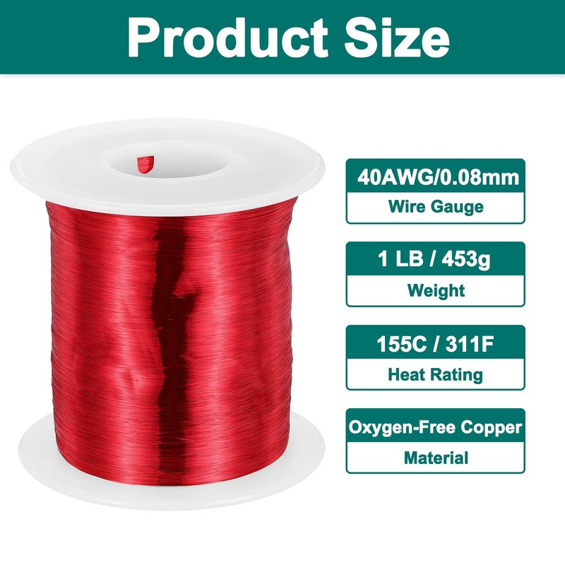 MECCANIXITY 40 AWG Magnet Wire, 40 Gauge Enameled Copper Wire,