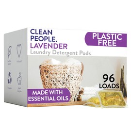 Clean People Laundry Detergent Pods - Plant-Based, Hypoallergenic Laundry Pods - Ultra Concentrated, Plastic Free, Recyclable Packaging, Stain Fighting - Lavender, 96 Pack