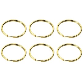 Tupalizy Brass Round Edge Split Key Rings for Home Office Men Women Car Keys Jewelry Keychain Ornaments Name Number Dog Tags Purse Bag Leather Hardware Craft Project, 6PCS (15mm)