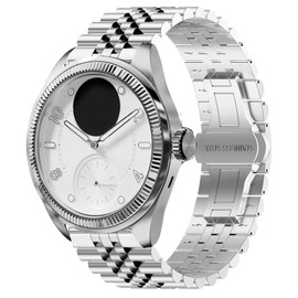 Compatible with Withings Smartwatch Bands, Lamshaw 18mm, 20mm Solid Stainless Steel Metal Band with Butterfly Folding Clasp Link Bracelet Compatible with Withings ScanWatch 2 38mm, 42mm/Scanwatch Nova 42mm, ScanWatch Nova Brilliant 39mm, Horizon, 42mm/St